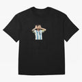 Lionel Messi Argentina Celebration Sticker Oversized T-Shirt Make the Season About Global Football Passion for FIFA World Cup 2026, Filled with Messi and Cristiano Ronaldo, Argentina, France and Brazil, Football Festival Excitement, Trophy