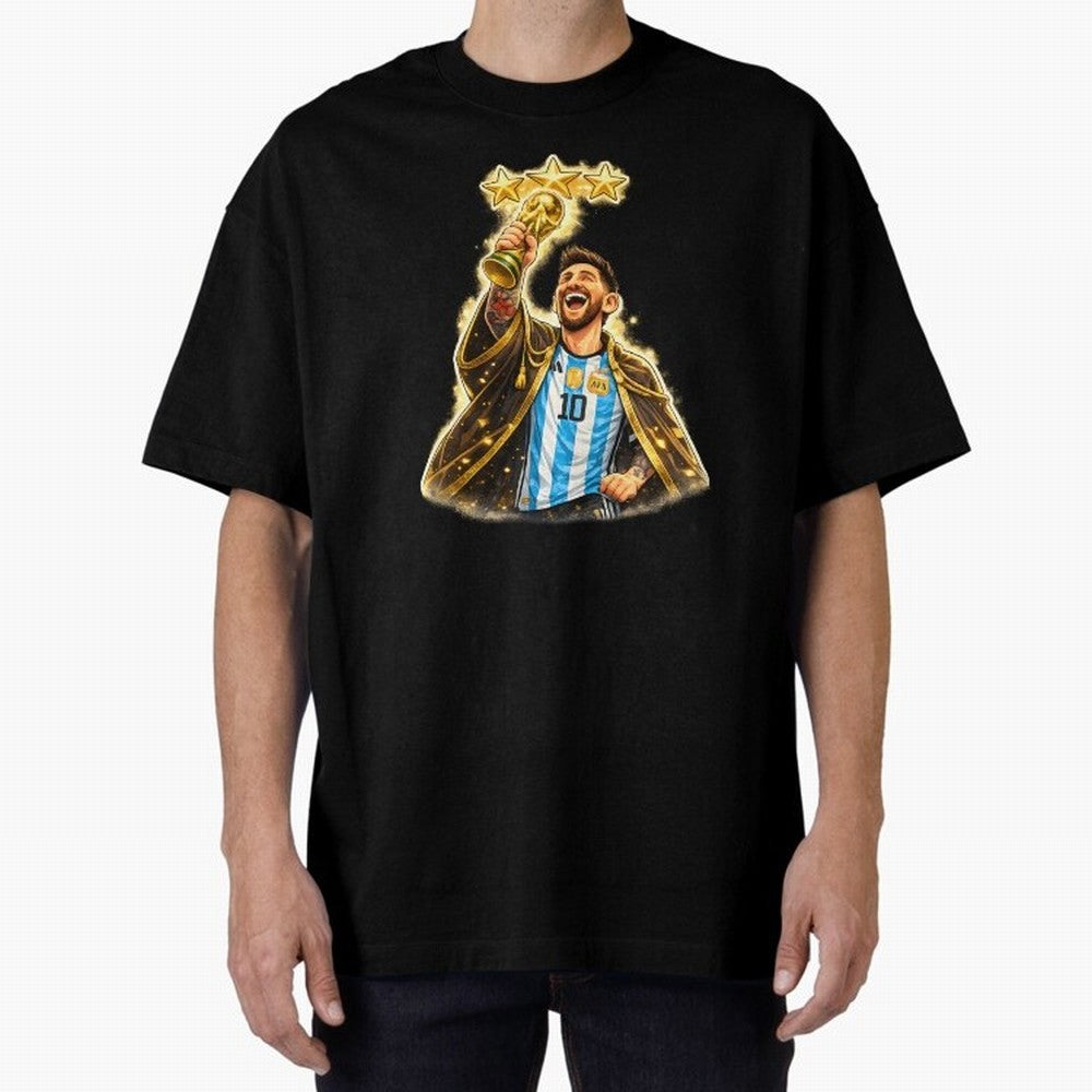 Messi King of Football World Champion ¨C Argentina 3 Stars Trophy Celebration Classic T-Shirt Celebrate the Magic of FIFA World Cup 2026 Spirit, Capturing Argentina, Messi and Cristiano Ronaldo, Retro Football Energy, Iconic Rivalries, Trophy Chase