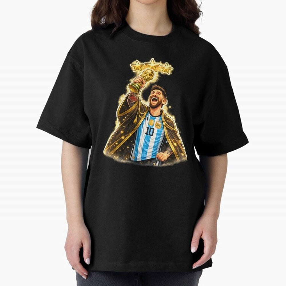 Messi King of Football World Champion ¨C Argentina 3 Stars Trophy Celebration Classic T-Shirt Celebrate the Magic of FIFA World Cup 2026 Spirit, Capturing Argentina, Messi and Cristiano Ronaldo, Retro Football Energy, Iconic Rivalries, Trophy Chase