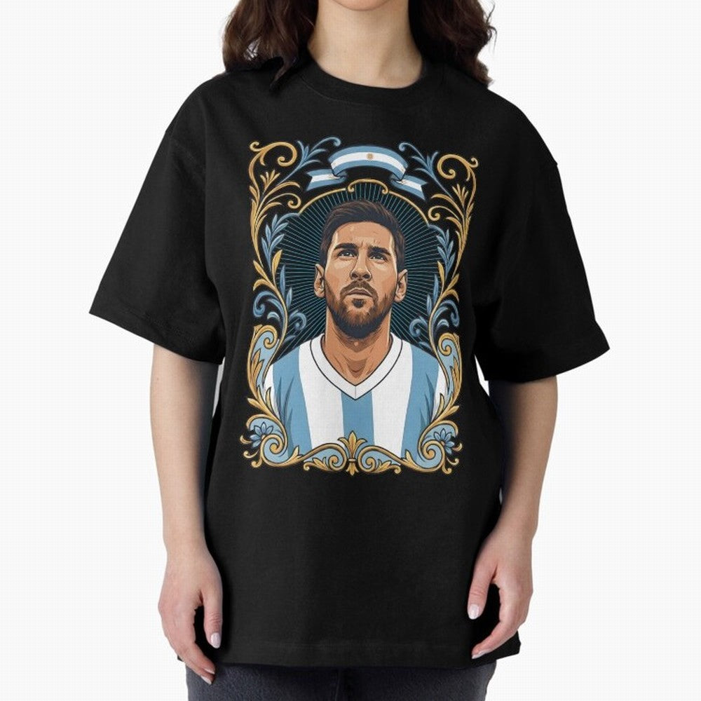 Lionel Messi Argentina Football Legend - Ornate Portrait Classic T-Shirt Share FIFA World Cup 2026 Group Stage for Fans of Mbappe and Neymar and England, Bringing Worldwide Fan Energy, Dramatic Goals, Stadium Lights and Championship Celebrations;
