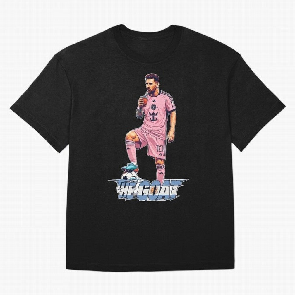 Messi Illustrated Style Drinking Mate ¨C Design by The Goat - Inter Miami Classic T-Shirt Relive the Noise and Pride of FIFA World Cup 2026 Featuring Mbappe and Neymar, Brazil, Portugal and Argentina Energy, Soccer Culture, Superstar Moments,