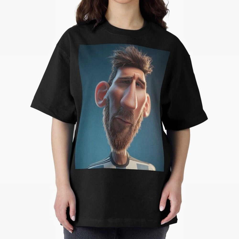 Lionel Messi Funny Soccer Cartoon Football Star Oversized T-Shirt Create Match Day Hype around FIFA World Cup 2026 Group Stage, Neymar, Brazil, Portugal and Argentina, Retro Football Energy, Iconic Rivalries, Trophy Chase Drama and Stadium