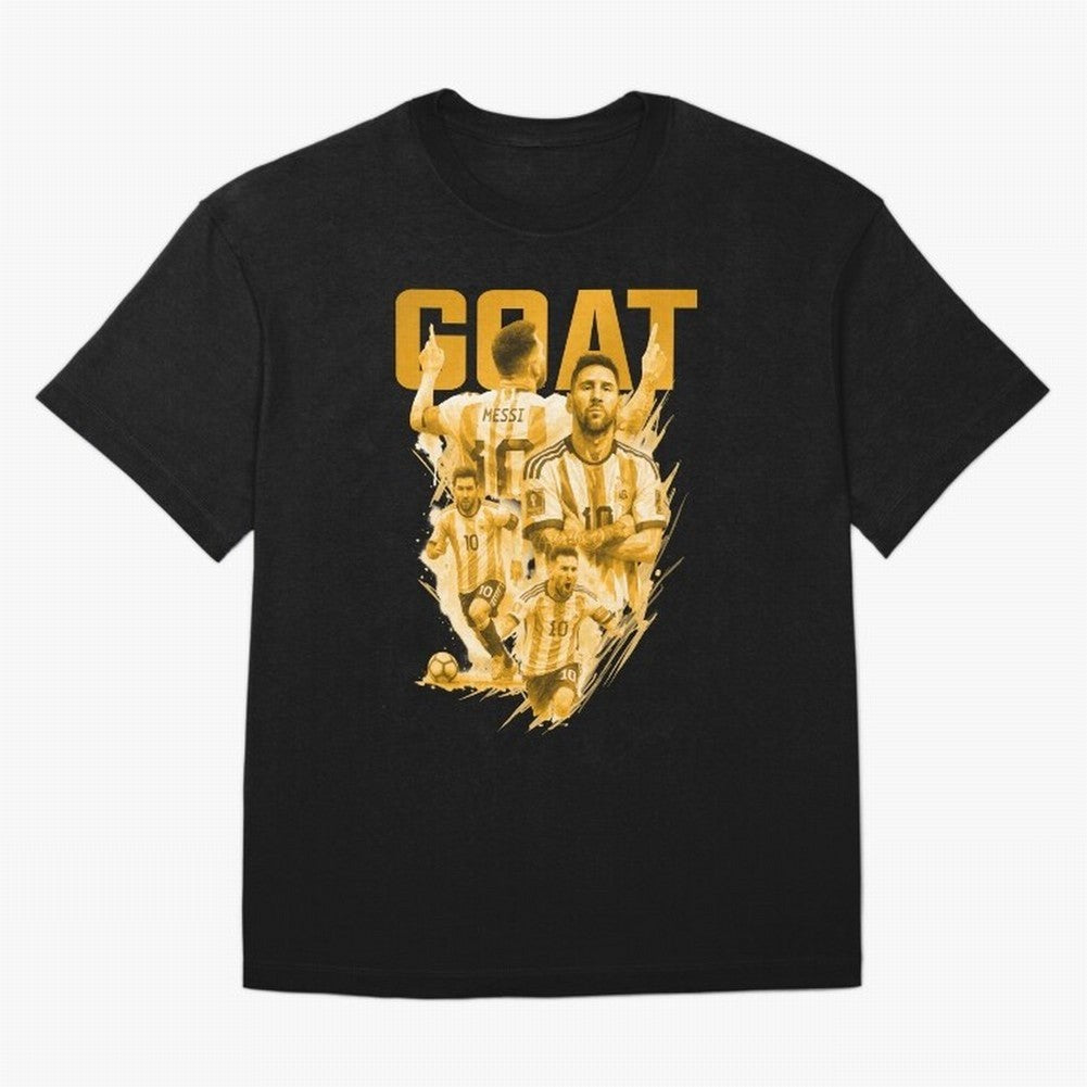 GOLD GOAT Lionel Messi watercolor illustration Oversized T-Shirt Celebrate Rivalries and Pride in the FIFA World Cup 2026 Journey through Mbappe Highlights, England Pride, Football Festival Excitement, Trophy Ambitions, Country Rivalries and Star