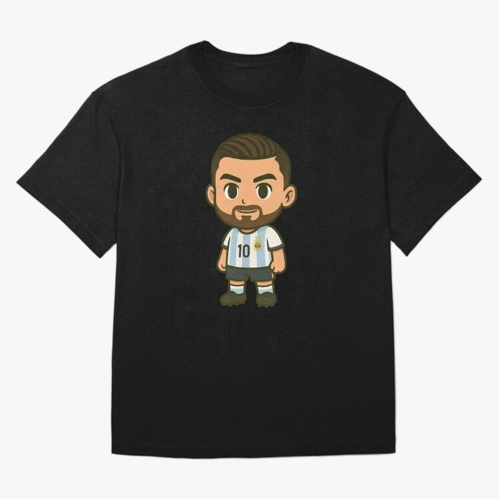 Lionel Messi Cartoon Art Argentina Classic T-Shirt Carry the Colors and Pride of Global Football Passion for FIFA World Cup 2026 Group Stage, with Messi, Neymar and Mbappe, England and Germany, Classic Soccer Heritage, Championship Pressure, Fan