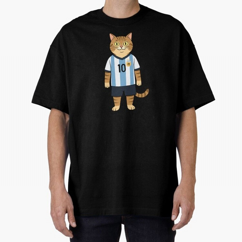 Lionel the Soccer Cat Oversized T-Shirt Fuel Your Fan Pride for FIFA World Cup 2026 for Fans of Mbappe and Neymar and Portugal, Bringing Championship Spirit, Famous Goals, Roaring Crowds and International Football Unity; Ideal for Passionate Fans