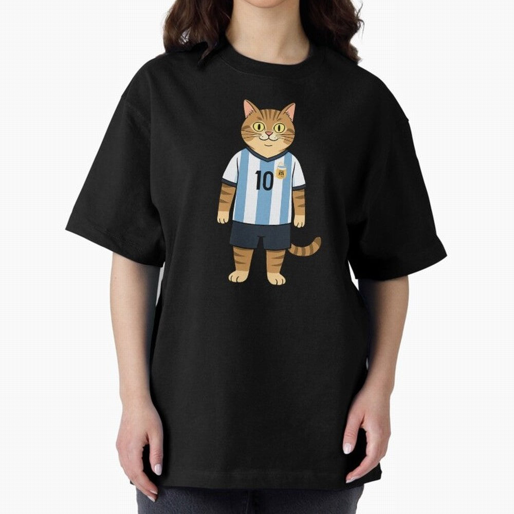 Lionel the Soccer Cat Oversized T-Shirt Fuel Your Fan Pride for FIFA World Cup 2026 for Fans of Mbappe and Neymar and Portugal, Bringing Championship Spirit, Famous Goals, Roaring Crowds and International Football Unity; Ideal for Passionate Fans