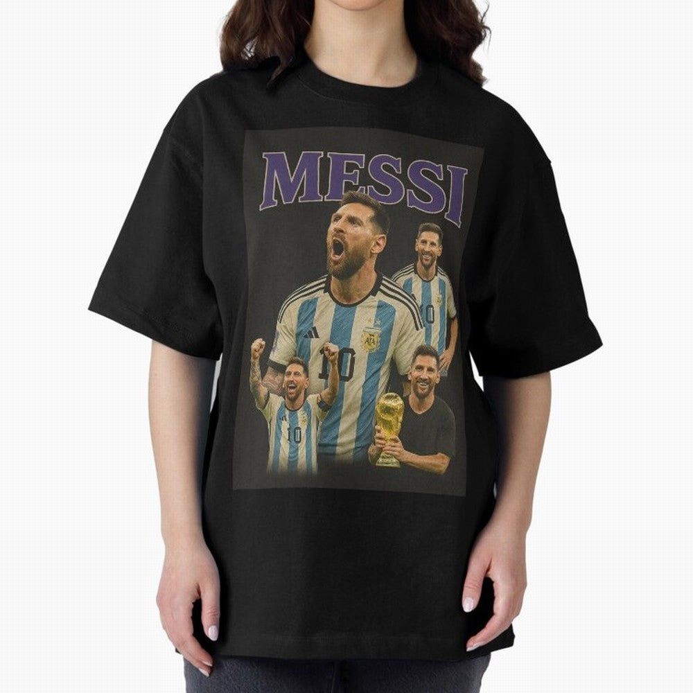 Lionel Messi Retro T-Shirt | 90s Football GOAT Collage Tee Boxy T-Shirt Turn Football Passion into FIFA World Cup 2026 Spirit, Inspired by Netherlands, Messi, CR7 and Mbappe, Match Day Excitement, Supporter Culture, Golden Goals and Global Football