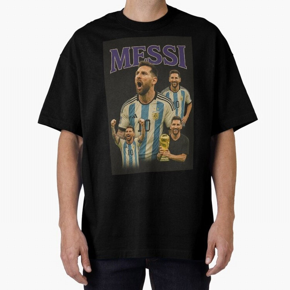 Lionel Messi Retro T-Shirt | 90s Football GOAT Collage Tee Boxy T-Shirt Turn Football Passion into FIFA World Cup 2026 Spirit, Inspired by Netherlands, Messi, CR7 and Mbappe, Match Day Excitement, Supporter Culture, Golden Goals and Global Football