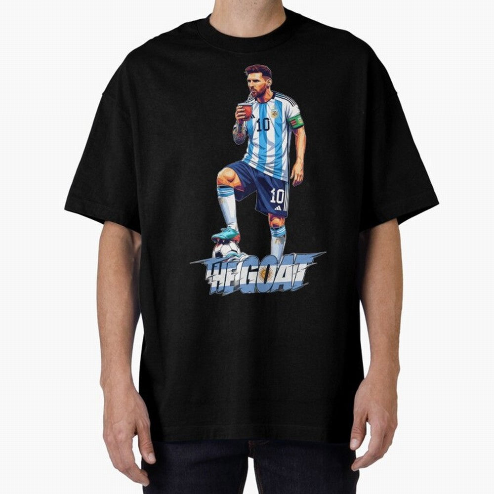 Messi Illustrated Style Drinking Mate ¨C Unique Design by The Goat Classic T-Shirt Turn Football Passion into FIFA World Cup 2026 USA Canada Mexico Connected to Mbappe and Neymar, England and Germany Energy, Stadium Memories, Football Loyalty,