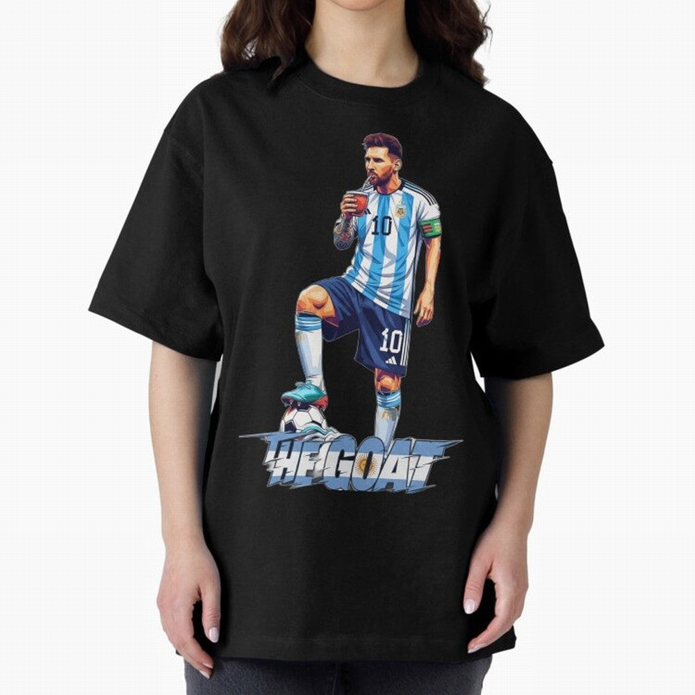 Messi Illustrated Style Drinking Mate ¨C Unique Design by The Goat Classic T-Shirt Turn Football Passion into FIFA World Cup 2026 USA Canada Mexico Connected to Mbappe and Neymar, England and Germany Energy, Stadium Memories, Football Loyalty,