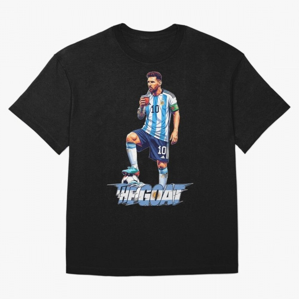 Messi Illustrated Style Drinking Mate ¨C Unique Design by The Goat Classic T-Shirt Turn Football Passion into FIFA World Cup 2026 USA Canada Mexico Connected to Mbappe and Neymar, England and Germany Energy, Stadium Memories, Football Loyalty,