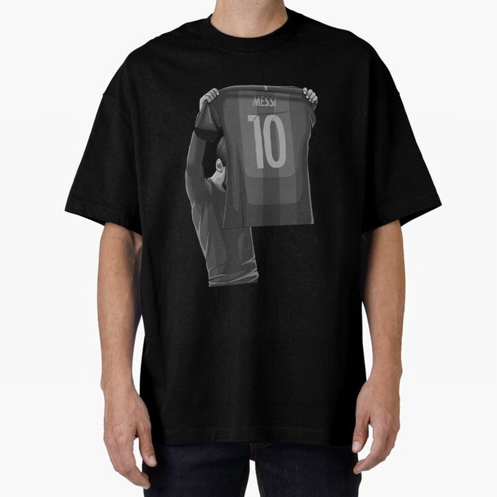 Lionel Messi Black and White Version Oversized T-Shirt Spotlight Match Day Hype around FIFA World Cup 2026, Haaland, Germany, Match Day Excitement, Supporter Culture, Golden Goals and Global Football Passion; Perfect for People Who Love Argentina,
