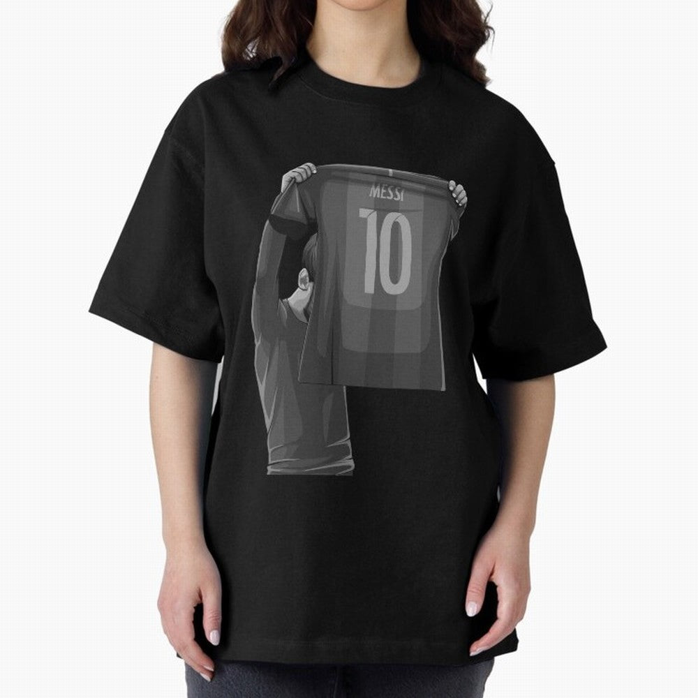 Lionel Messi Black and White Version Oversized T-Shirt Spotlight Match Day Hype around FIFA World Cup 2026, Haaland, Germany, Match Day Excitement, Supporter Culture, Golden Goals and Global Football Passion; Perfect for People Who Love Argentina,