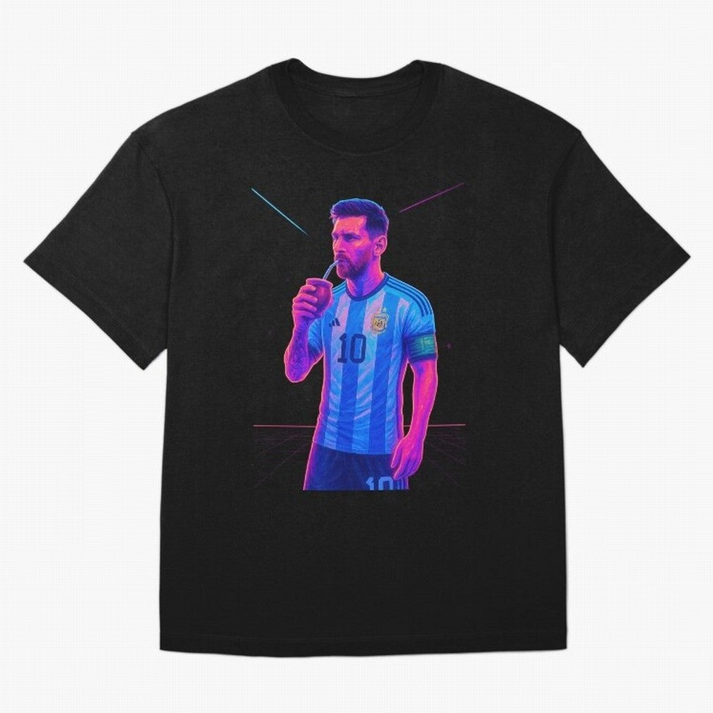 Messi The Goat Art Neon Synthwave Cyberpunk ¨C Retro Futuristic Classic T-Shirt Relive Legendary Nights from FIFA World Cup 2026 Spirit, Driven by Germany, Mbappe, Championship Spirit, Famous Goals, Roaring Crowds and International Football Unity;