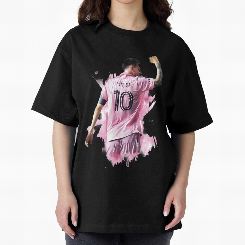 Messi Inter Miami Celebration Art ¨C Football Legend in Pink Jersey Classic T-Shirt Follow FIFA World Cup 2026 Group Stage Featuring Cristiano Ronaldo, Haaland and CR7, Portugal, Spain and Germany Energy, Sports Nostalgia, International