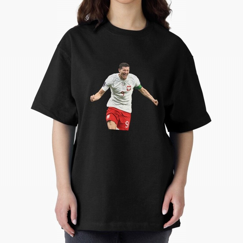 Robert Lewandowski Oversized T-Shirt Relive Legendary Nights from the FIFA World Cup 2026 Group Stage Journey through Messi, Neymar and Mbappe Highlights, France and Portugal Pride, Retro Football Energy, Iconic Rivalries, Trophy Chase Drama and