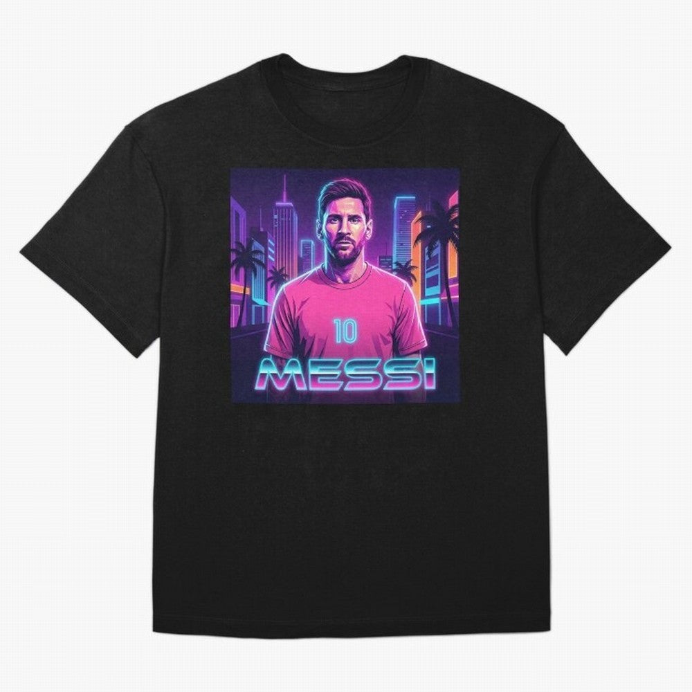 Inter Miami? Football Legend Messi Cyberpunk Retro Futurist Design (Version 4) Classic T-Shirt Represent the Passion of the FIFA World Cup 2026 Group Stage Journey through Haaland and Mbappe Highlights, England and Germany Pride, Champion Mindset,