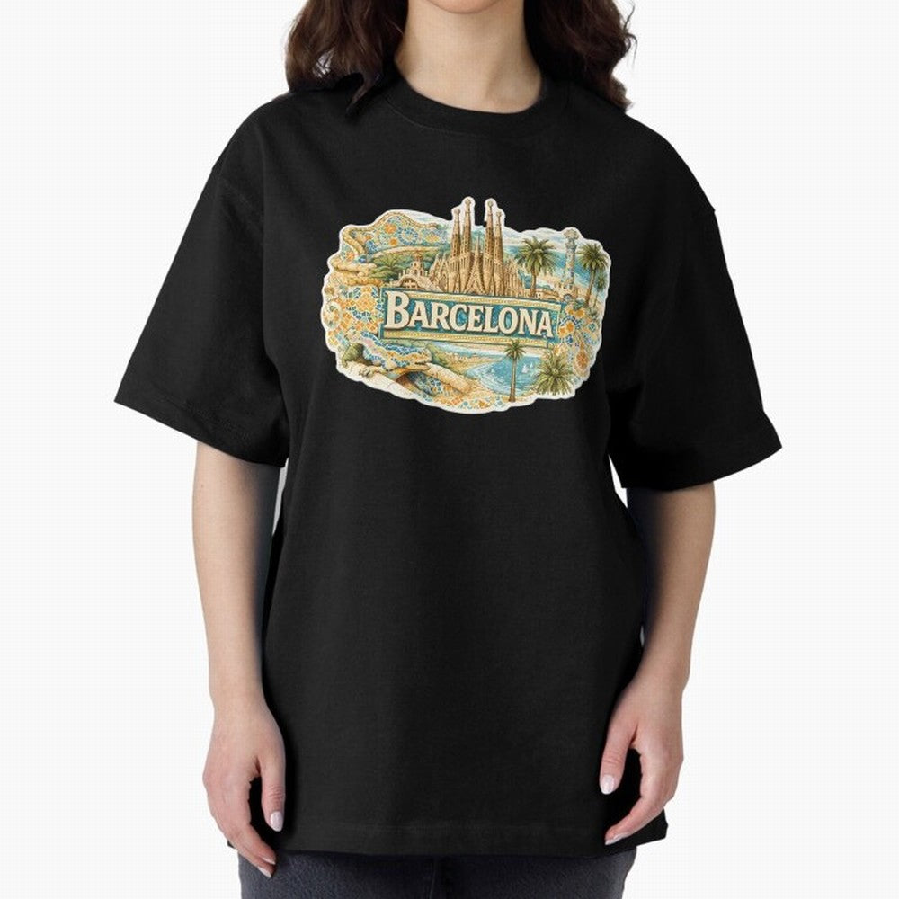 Barcelona Souvenir Sagrada Familia and Mosaic Design Oversized T-Shirt Back Your Heroes with FIFA World Cup 2026 Inspired by Messi and Cristiano Ronaldo, Netherlands Energy, Match Day Excitement, Supporter Culture, Golden Goals and Global Football