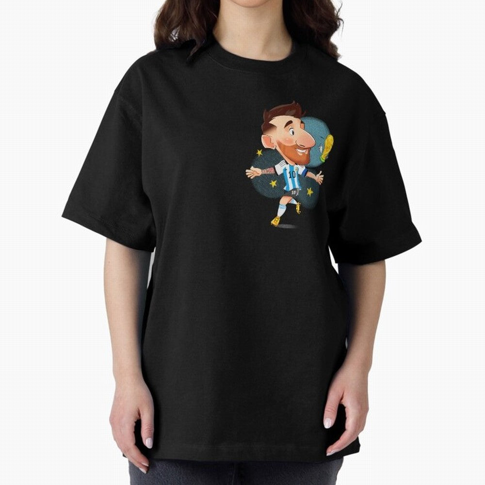 Messi GOAT Oversized T-Shirt Cheer for Global Football Passion for FIFA World Cup 2026 USA Canada Mexico, Driven by Cristiano Ronaldo, Spain, Retro Football Energy, Iconic Rivalries, Trophy Chase Drama and Stadium Atmosphere; Created for Match Day