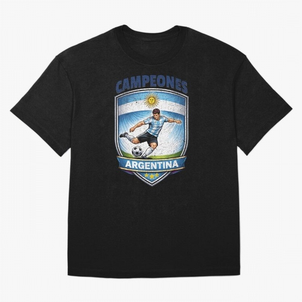 Argentina Vintage Soccer Badge - Campeones 3 Stars Essential T-Shirt Experience the Global Stage of Match Day Hype around FIFA World Cup 2026 USA Canada Mexico, Cristiano Ronaldo, Haaland and CR7, Spain, Global Supporter Spirit, Legendary Goals,