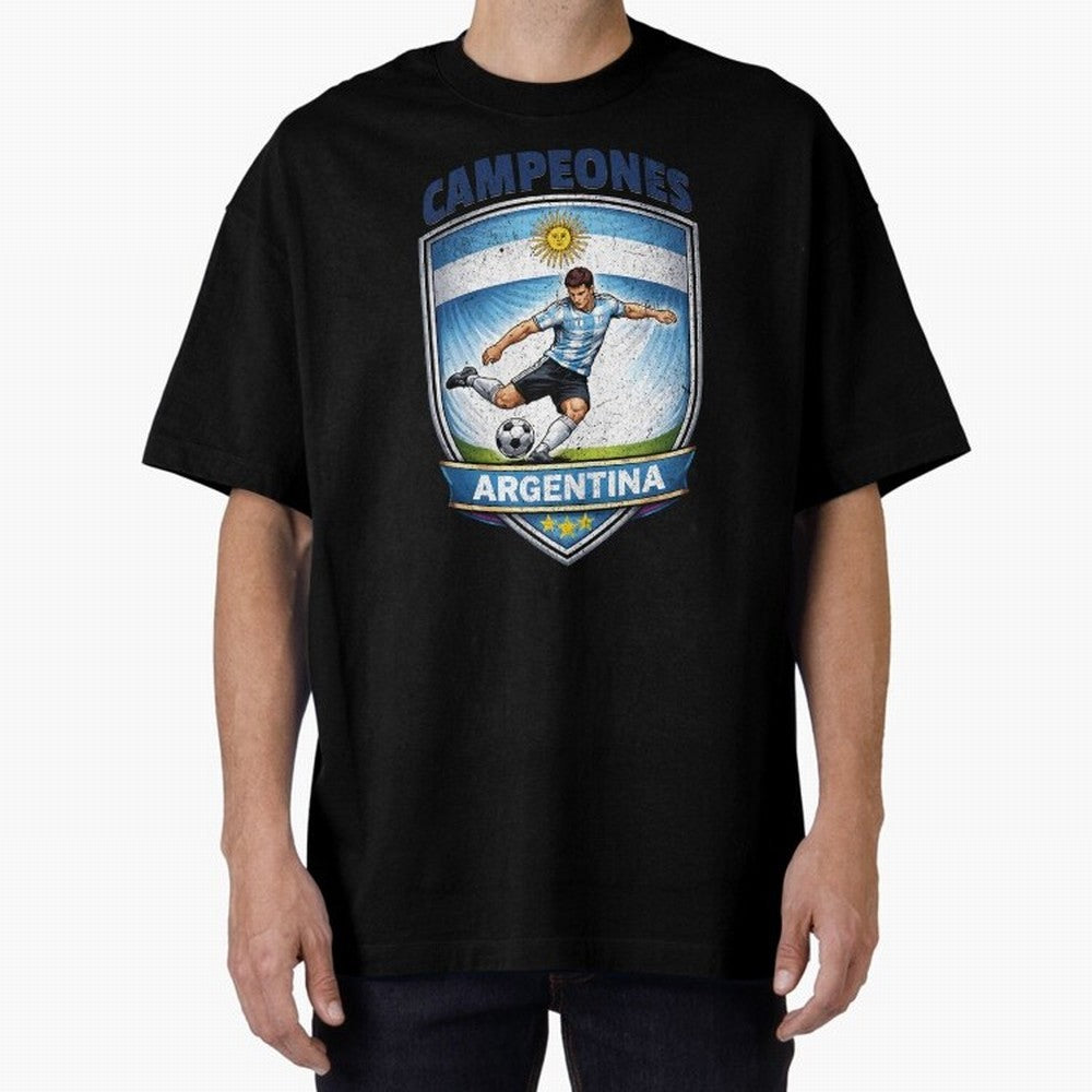Argentina Vintage Soccer Badge - Campeones 3 Stars Essential T-Shirt Experience the Global Stage of Match Day Hype around FIFA World Cup 2026 USA Canada Mexico, Cristiano Ronaldo, Haaland and CR7, Spain, Global Supporter Spirit, Legendary Goals,