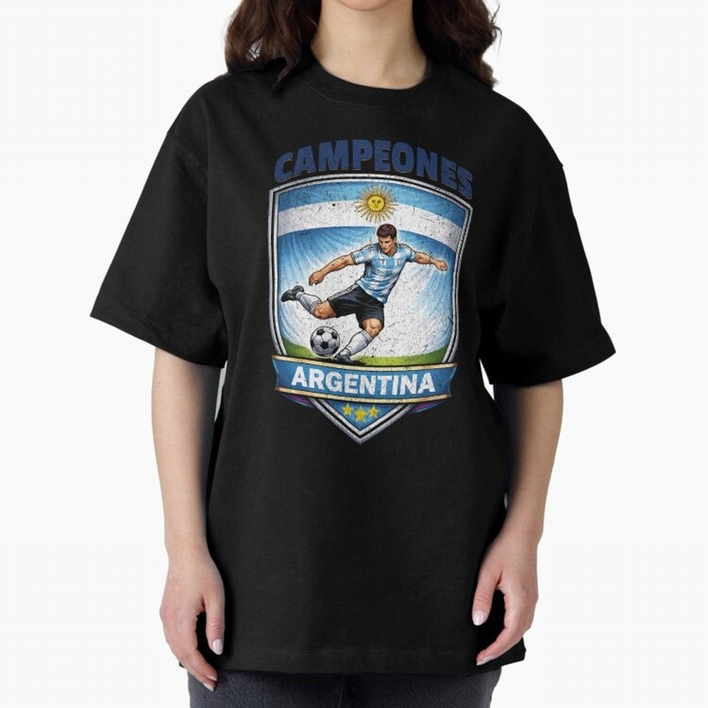 Argentina Vintage Soccer Badge - Campeones 3 Stars Essential T-Shirt Experience the Global Stage of Match Day Hype around FIFA World Cup 2026 USA Canada Mexico, Cristiano Ronaldo, Haaland and CR7, Spain, Global Supporter Spirit, Legendary Goals,