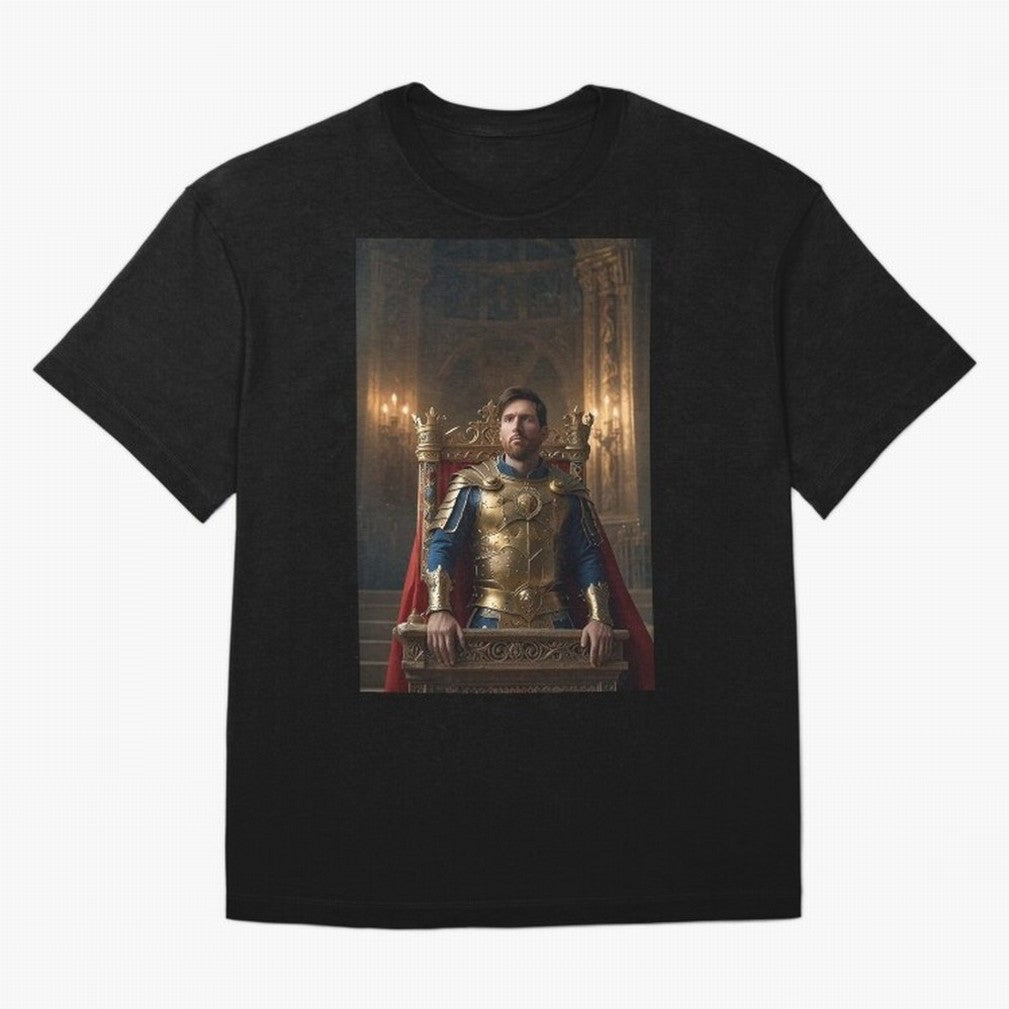 Messi the King 1 Oversized T-Shirt Turn Football Passion into Global Football Passion for FIFA World Cup 2026 USA Canada Mexico, Highlighting Messi, CR7 and Mbappe, Brazil, Portugal and Argentina, Vintage Soccer Flavor, Modern Football Stars,