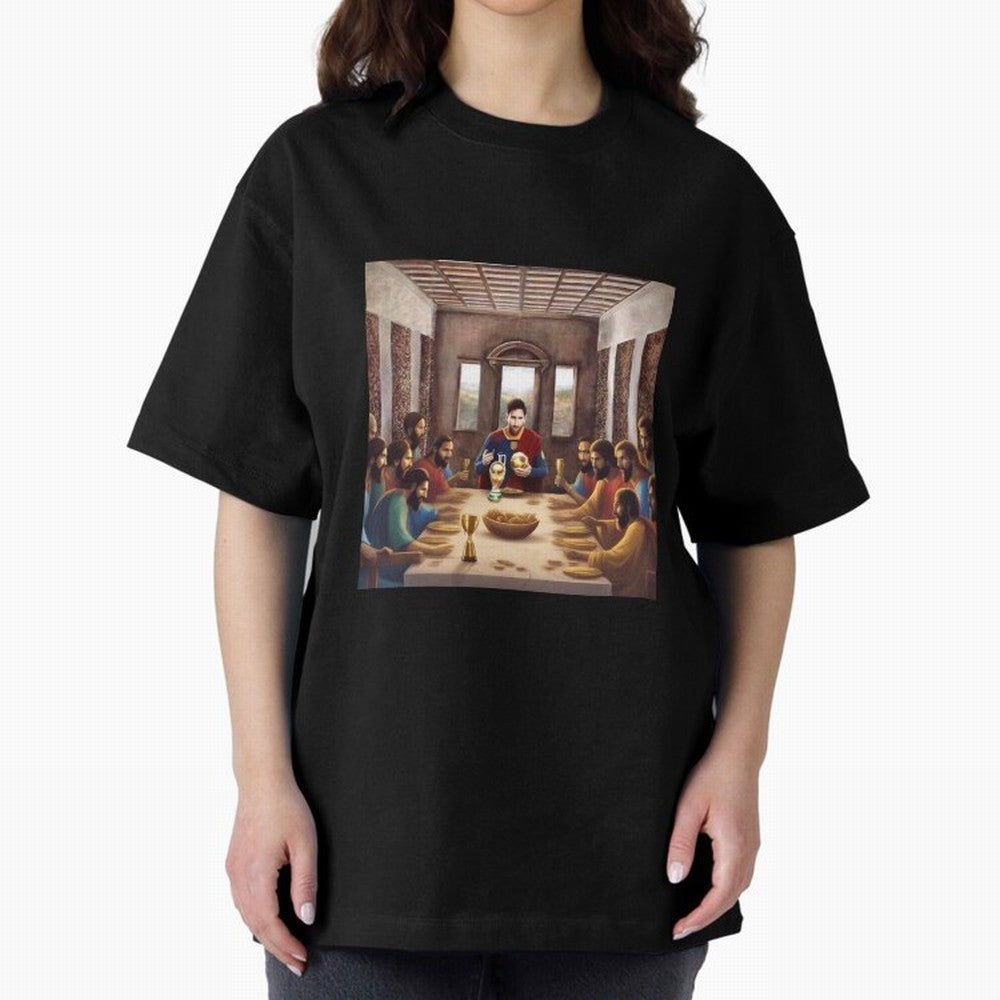 Messi The Last Supper Art Gift Limited Edition Oversized T-Shirt Celebrate Unforgettable Nights in Match Day Hype around FIFA World Cup 2026 USA Canada Mexico, Cristiano Ronaldo, France and Portugal, Football History, Final Match Energy, Crowd