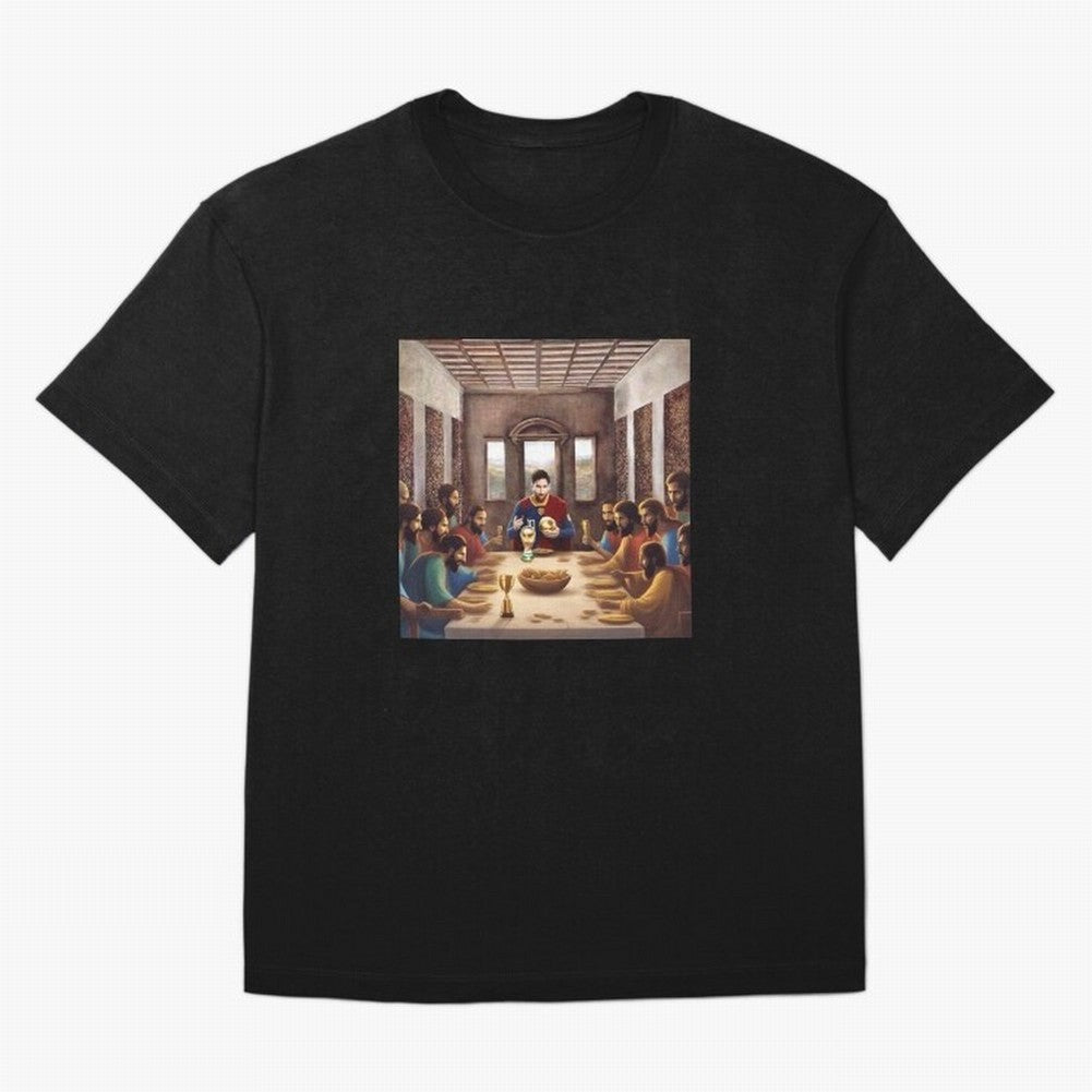 Messi The Last Supper Art Gift Limited Edition Oversized T-Shirt Celebrate Unforgettable Nights in Match Day Hype around FIFA World Cup 2026 USA Canada Mexico, Cristiano Ronaldo, France and Portugal, Football History, Final Match Energy, Crowd