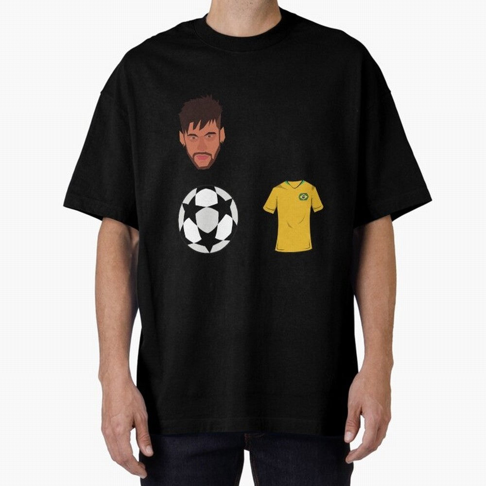 Neymar JR 10 - PSG X Brazil Oversized T-Shirt Cheer for FIFA World Cup 2026 Spirit, Highlighting England, Messi, CR7 and Mbappe, Championship Spirit, Famous Goals, Roaring Crowds and International Football Unity; Perfect for Supporters Who Want