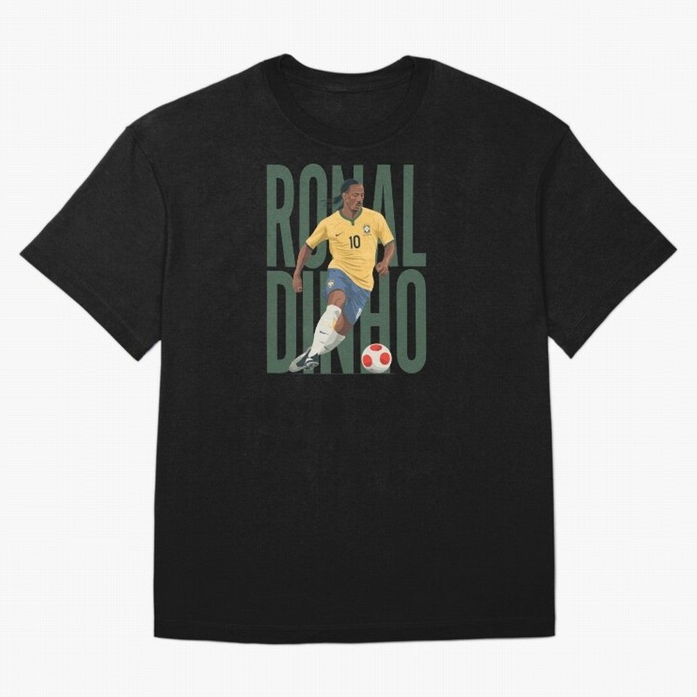 Ronaldinho Gaucho in action Minimalist Graphic Premium T-Shirt Bring World Football Passion into FIFA World Cup 2026 USA Canada Mexico Driven by Mbappe, England, France and Netherlands Energy, Sports Nostalgia, International Competition, Famous
