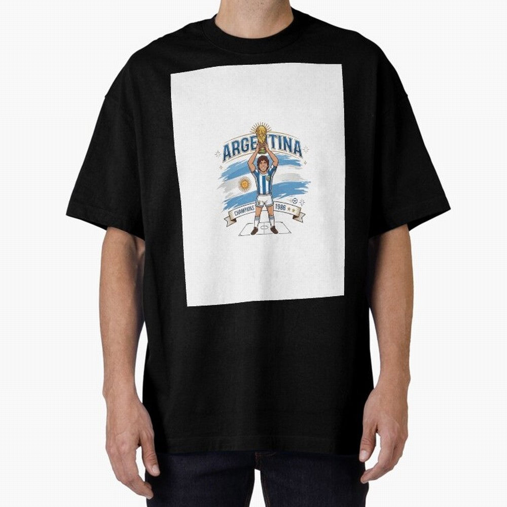 Argentina Retro Champion - Classic 10 Legend Sun of May Graphic T-Shirt Carry National Pride through FIFA World Cup 2026 Highlighting Neymar, Haaland and Cristiano Ronaldo, Portugal, Spain and Germany Energy, Classic Soccer Heritage, Championship