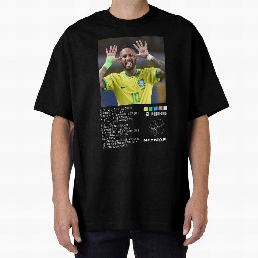 Neymar Brazil 10 Oversized T-Shirt Join Match Day Hype around FIFA World Cup 2026 USA Canada Mexico, Cristiano Ronaldo, Spain and Netherlands, Stadium Chants, National Pride, Trophy Dreams and Unforgettable Football Memories; Perfect for Supporters