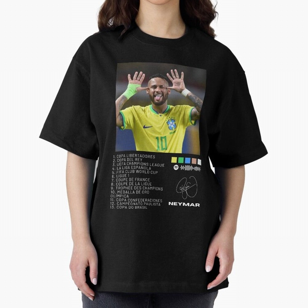Neymar Brazil 10 Oversized T-Shirt Join Match Day Hype around FIFA World Cup 2026 USA Canada Mexico, Cristiano Ronaldo, Spain and Netherlands, Stadium Chants, National Pride, Trophy Dreams and Unforgettable Football Memories; Perfect for Supporters