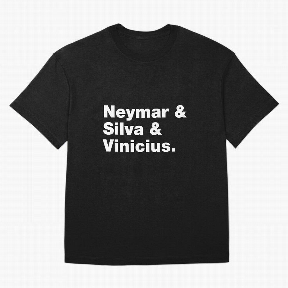 Neymar + Silva + Vinicius - Brazil Brazilian World Cup Squad Team Players Football Soccer Qatar WC 22 Oversized T-Shirt Bring a Vintage Feel to Global Football Passion for FIFA World Cup 2026 USA Canada Mexico, Made for Messi, Neymar and Mbappe,