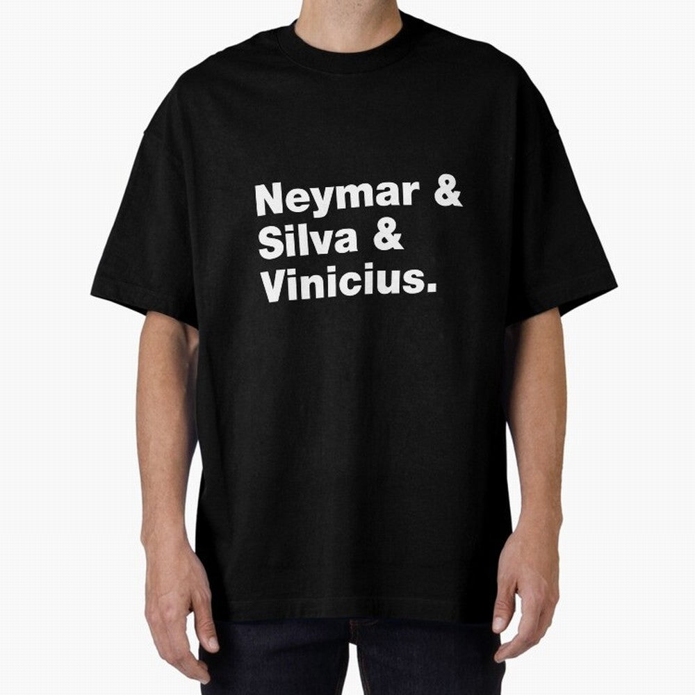 Neymar + Silva + Vinicius - Brazil Brazilian World Cup Squad Team Players Football Soccer Qatar WC 22 Oversized T-Shirt Bring a Vintage Feel to Global Football Passion for FIFA World Cup 2026 USA Canada Mexico, Made for Messi, Neymar and Mbappe,