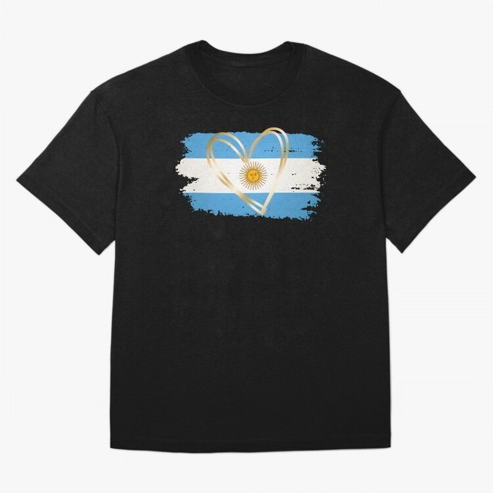 ARGENTINA FLAG WITH GOLDEN HEART Classic T-Shirt Honor the FIFA World Cup 2026 Journey through Haaland Highlights, England, France and Netherlands Pride, Football Passion, Legendary Performances, Festival Vibes and Supporter Community; Ideal for