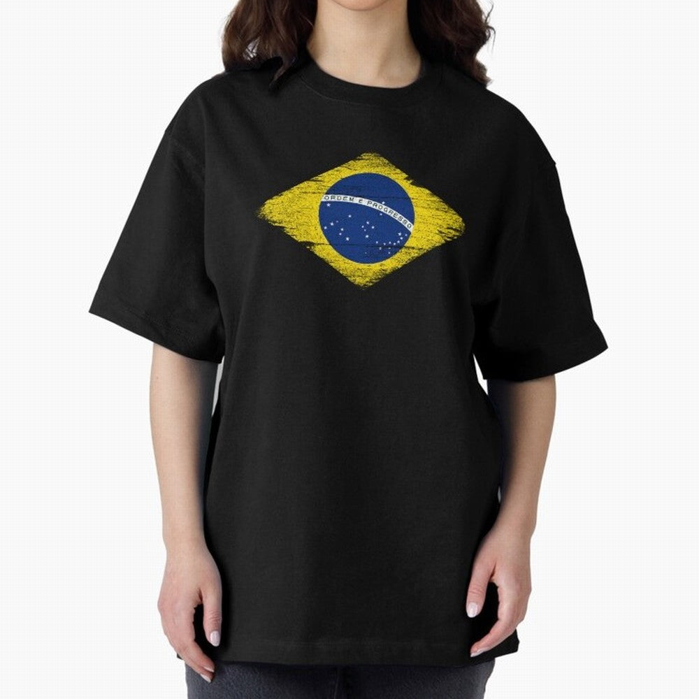 Brazil Flag Design Oversized T-Shirt Support Iconic Players in FIFA World Cup 2026 Spirit, Highlighting Netherlands, Neymar, Tournament Hype, Historic Matchups, Family Viewing Parties and Global Sports Pride; Built for Supporters Chasing Trophy