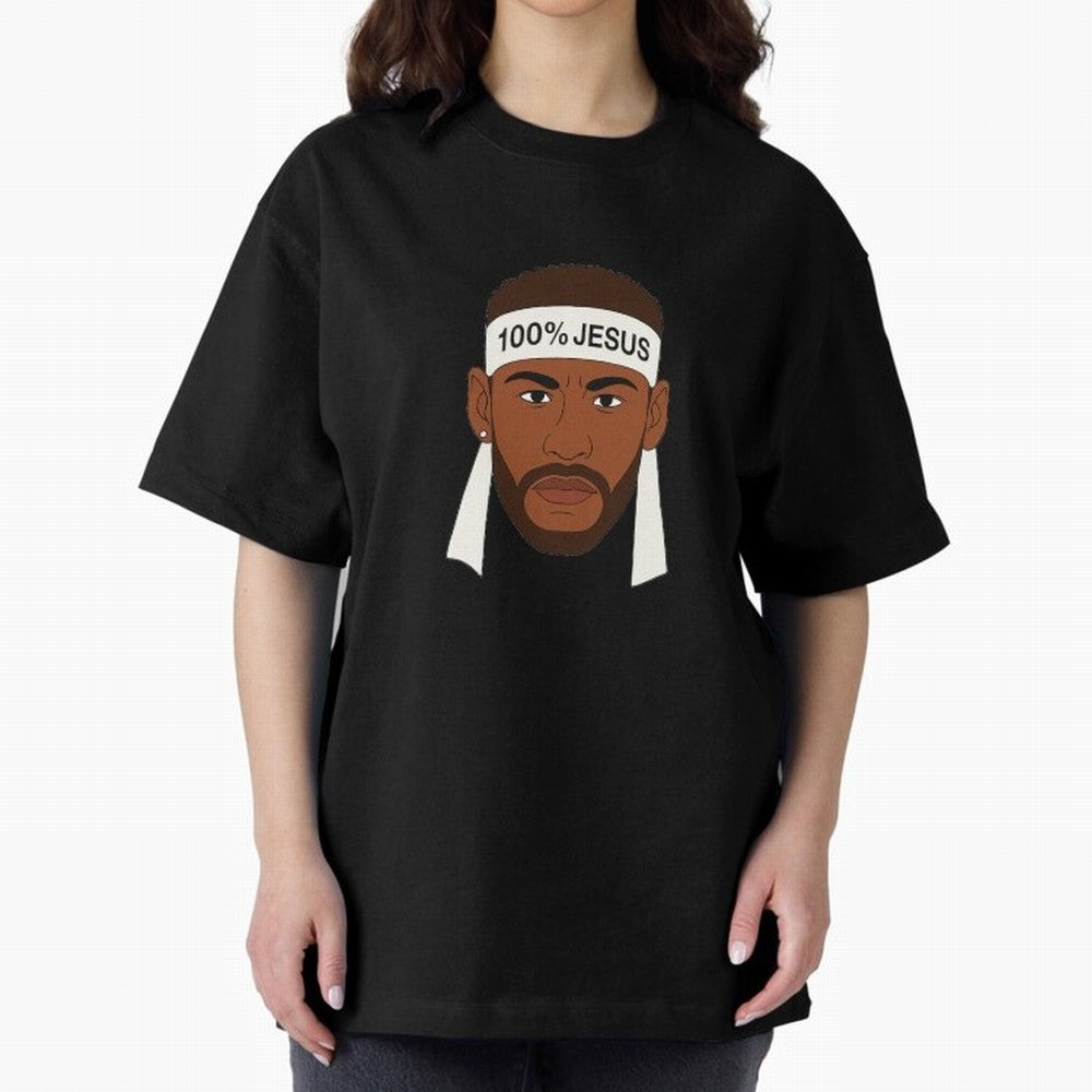100% JESUS Neymar Inspired Minimalist Art Oversized T-Shirt Make Game Day About FIFA World Cup 2026 with Cristiano Ronaldo, Argentina, France and Brazil Energy, Supporter Pride, Iconic Celebrations, Legendary Names and Global Match Day Energy;