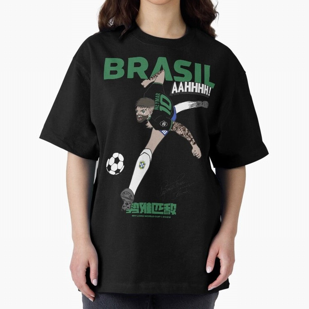 NEYMAR BRAZIL Oversized T-Shirt Keep Football History Alive during FIFA World Cup 2026 Group Stage Spirit, Filled with Brazil, Messi, Neymar and Mbappe, Vintage Soccer Flavor, Modern Football Stars, National Flags and Final Night Emotion; Great for