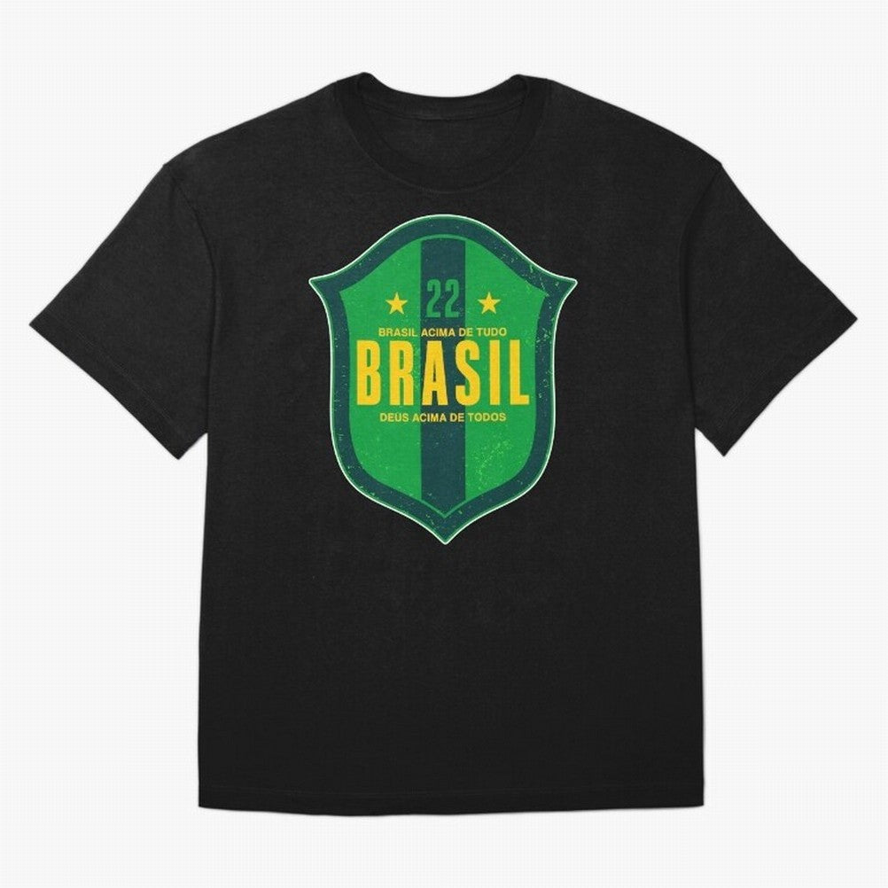 BRAS?O BRASIL 22 Oversized T-Shirt Follow the Road to FIFA World Cup 2026 USA Canada Mexico for Fans of Messi, CR7 and Mbappe and Argentina, France and Brazil, Bringing Vintage Soccer Flavor, Modern Football Stars, National Flags and Final Night