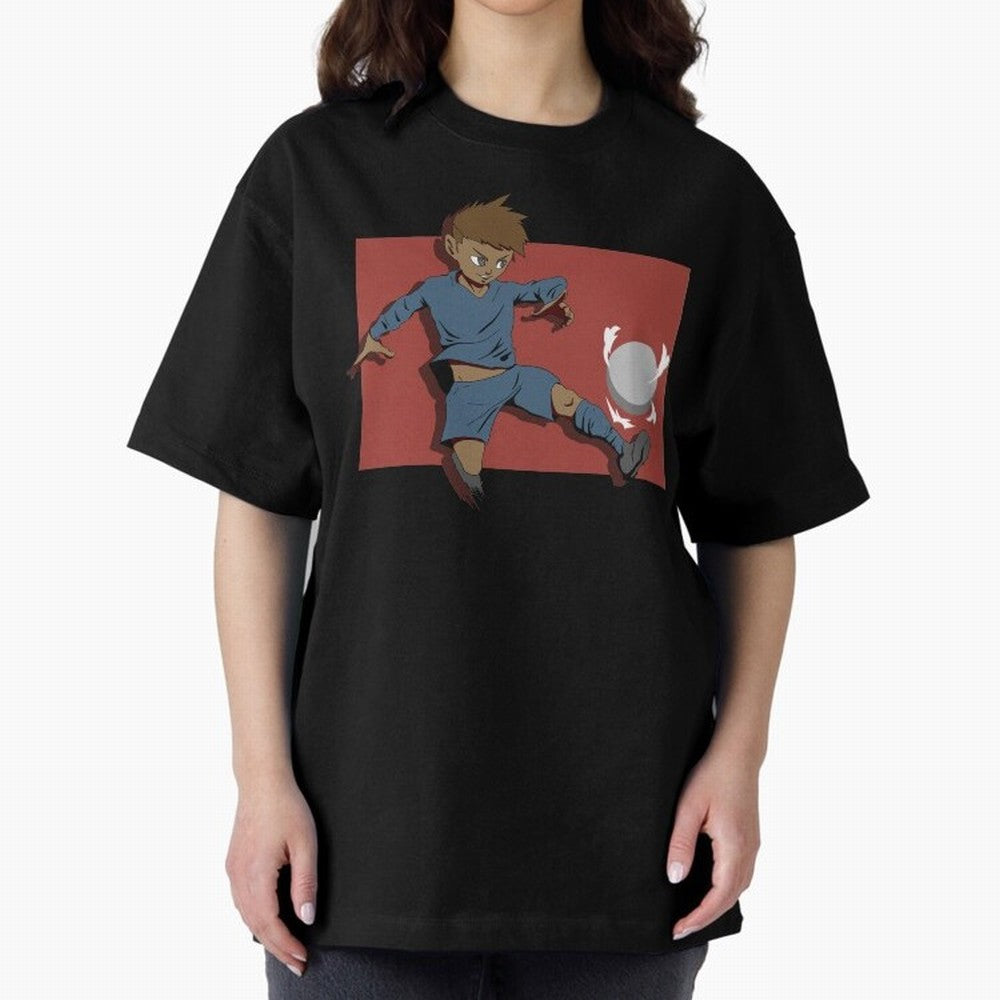 Footballer in action Oversized T-Shirt Join FIFA World Cup 2026 Group Stage Filled with Neymar, Brazil, Portugal and Argentina Energy, Retro Football Energy, Iconic Rivalries, Trophy Chase Drama and Stadium Atmosphere; Created for Match Day