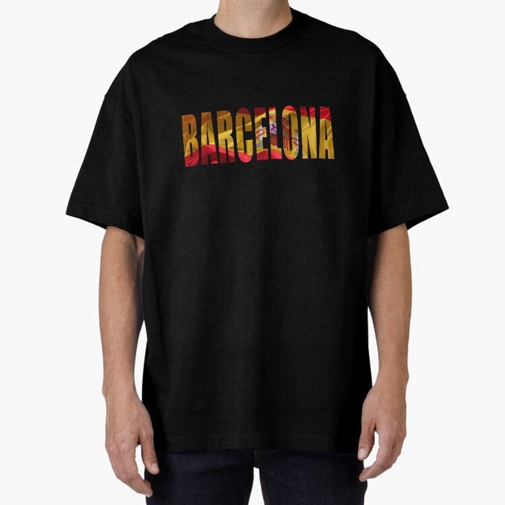 Barcelona city 2 Oversized T-Shirt Bring Home Global Football Passion for FIFA World Cup 2026 USA Canada Mexico, Capturing Messi and Cristiano Ronaldo, Argentina and Brazil, Global Supporter Spirit, Legendary Goals, National Colors and Tournament