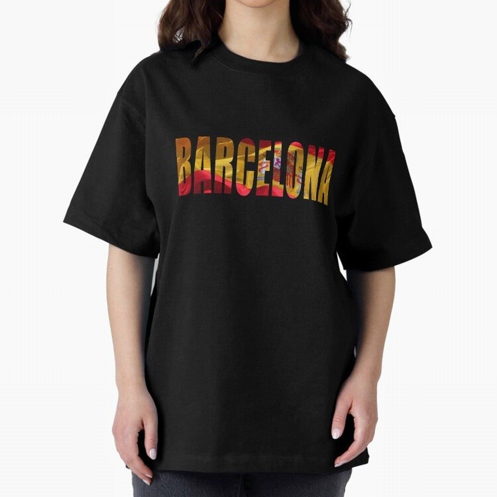 Barcelona city 2 Oversized T-Shirt Bring Home Global Football Passion for FIFA World Cup 2026 USA Canada Mexico, Capturing Messi and Cristiano Ronaldo, Argentina and Brazil, Global Supporter Spirit, Legendary Goals, National Colors and Tournament