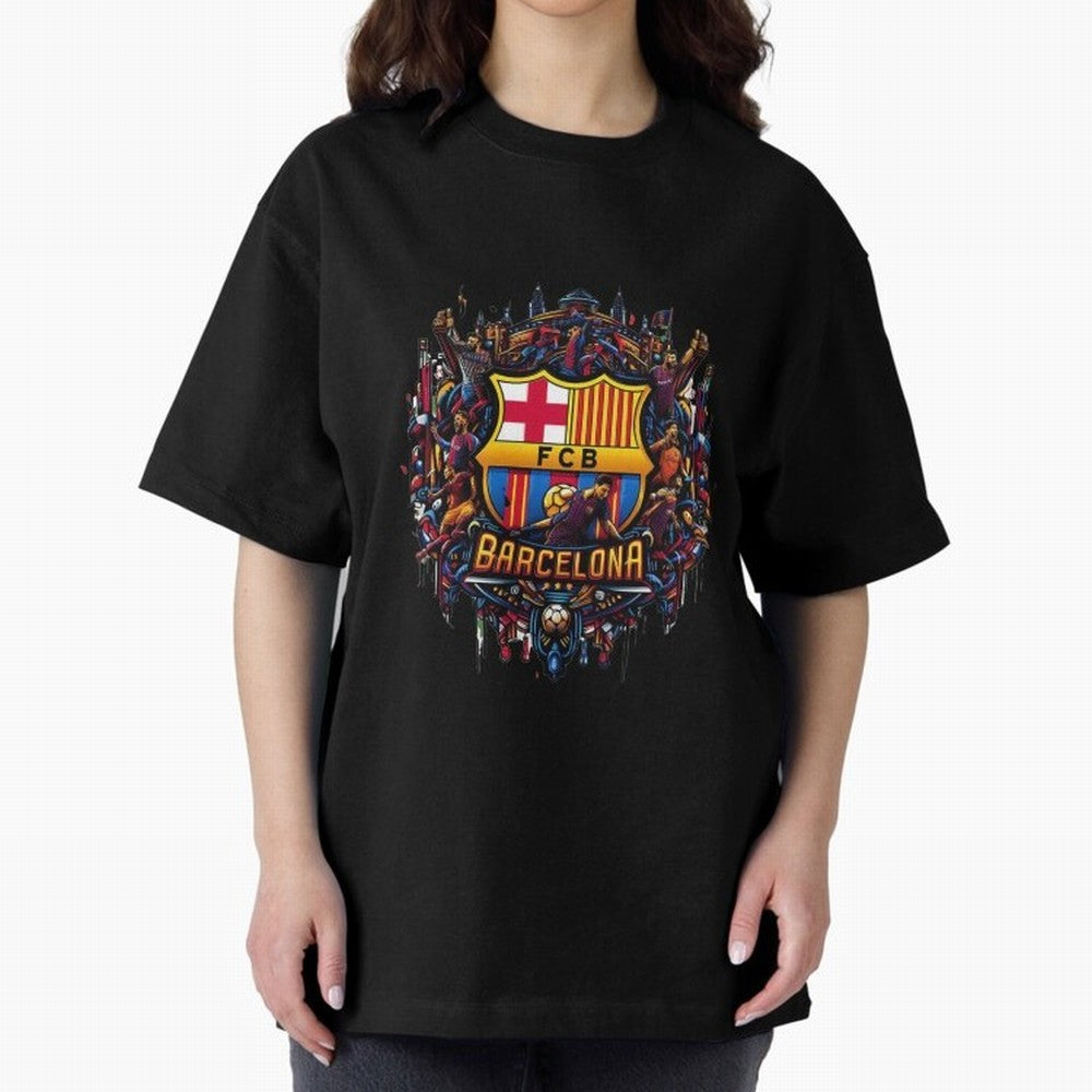 Barcelona - the temple of soccer Oversized T-Shirt Build the FIFA World Cup 2026 Group Stage Journey through Cristiano Ronaldo Highlights, France and Portugal Pride, Football Passion, Legendary Performances, Festival Vibes and Supporter Community;
