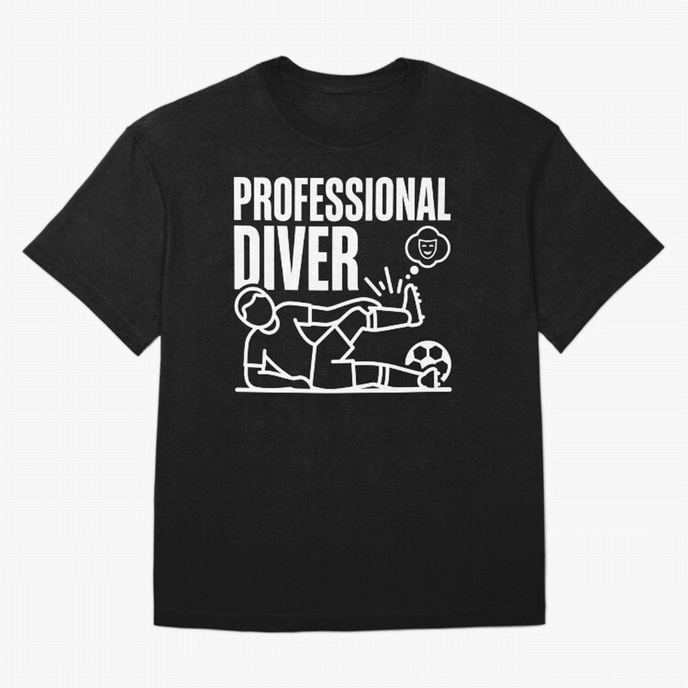 Professional Diver - Funny Soccer Faking Injury Oversized T-Shirt Celebrate Football Dreams Across Global Football Passion for FIFA World Cup 2026 USA Canada Mexico, Driven by Cristiano Ronaldo, Haaland and CR7, England, France and Netherlands,