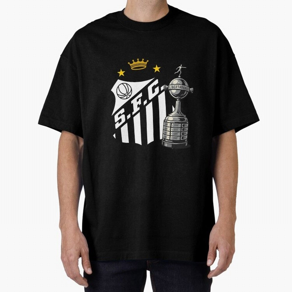Santos Of Brazil With The Libertadores Cup Oversized T-Shirt Bring Home FIFA World Cup 2026 USA Canada Mexico Spirit, Connected to Portugal, Cristiano Ronaldo, Football Passion, Legendary Performances, Festival Vibes and Supporter Community; Made