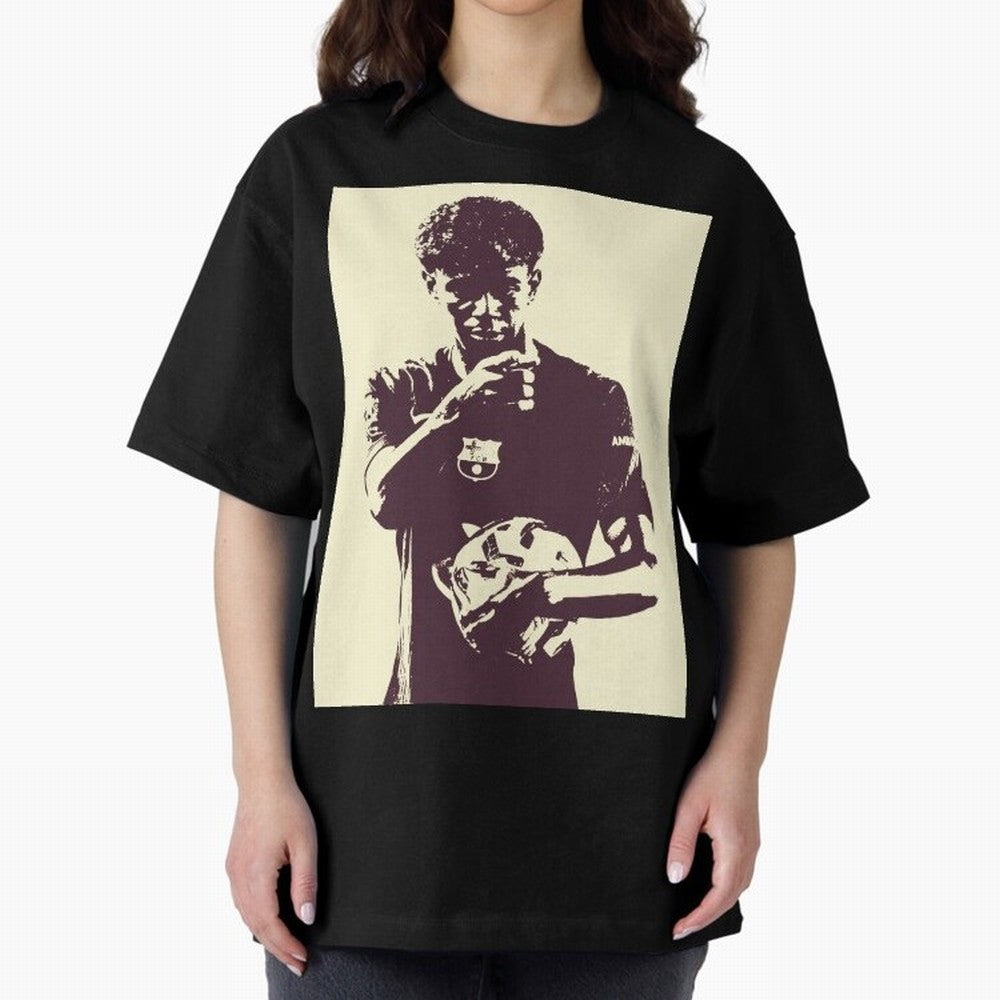 Lamine Yamal black and white Oversized T-Shirt Celebrate Rivalries and Pride in Match Day Hype around FIFA World Cup 2026, Cristiano Ronaldo, France and Portugal, Game Day Rituals, Football Legends, Country Pride and the Road to the Final; Ideal