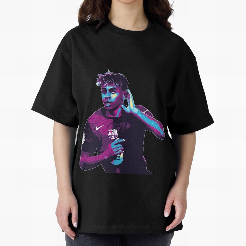 Lamine Yamal goal celebration Oversized T-Shirt Bring Home Global Football Passion for FIFA World Cup 2026, Connected to Haaland, Portugal, Spain and Germany, Retro Football Energy, Iconic Rivalries, Trophy Chase Drama and Stadium Atmosphere; Made
