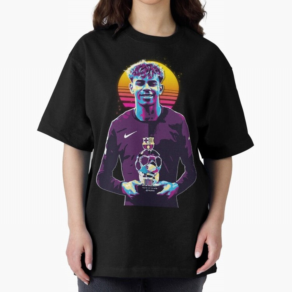 Lamine Yamal holding the trophy Classic T-Shirt Honor Champions and Dreams in FIFA World Cup 2026 Spirit, Connected to Argentina, Messi, Soccer Culture, Superstar Moments, National Team Dreams and Competitive Fire; Built for Supporters Chasing